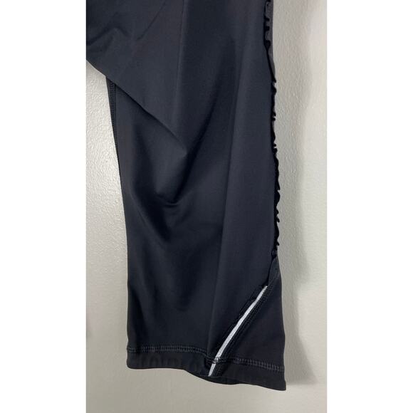 Lululemon Run Fast Free Crop Black Legging Ruffle Reflective Power Luxtreme Sz 8 - Picture 7 of 12